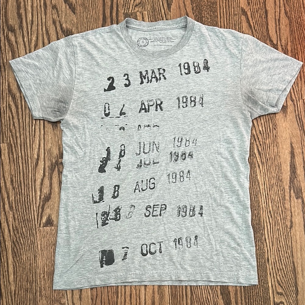 Out of Print Gray Archival Date Short Sleeve Tee